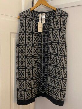 Cocogio Italian Made Wool Alpaca Blend Sweater Cardigan Vest NWT One Size Grey